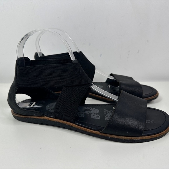 Sorel Women's Black Leather Textile Gladiator Sandals Sz US 9 - Picture 2 of 12